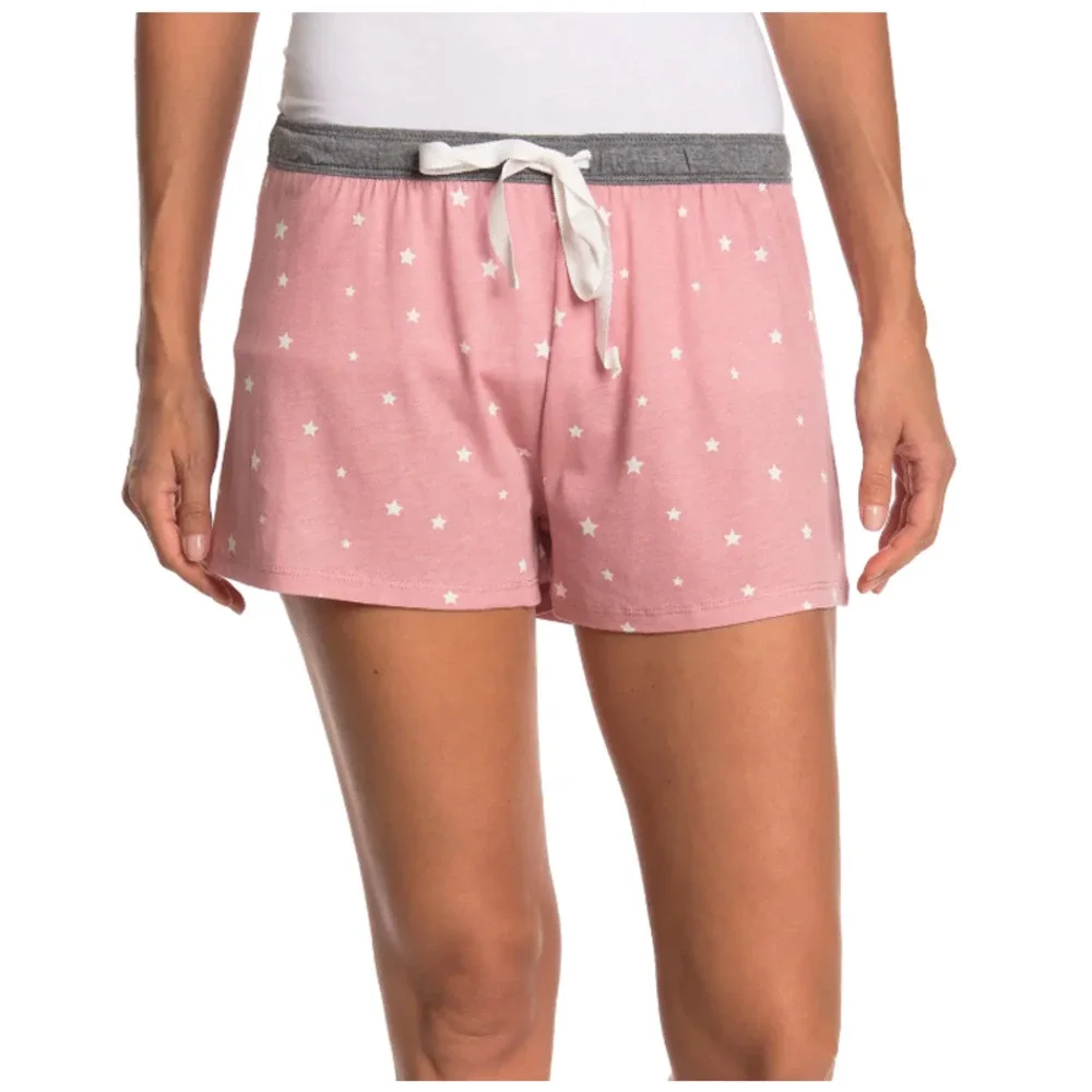 NWT PJ Salvage Star Print Cotton Blend Pajama Shorts in Rose (Sz L)